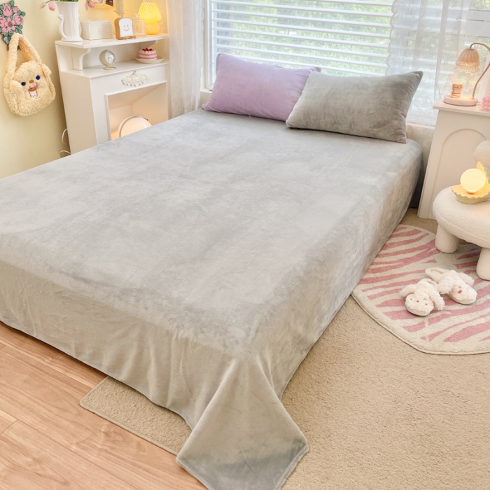 91家纺网 家纺一手货源 找家纺 慕尚 2022新款纯色搭色奶油席牛奶绒四件套 少女-蓝