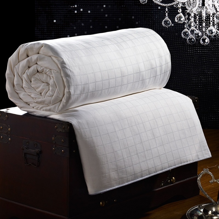 91家纺网 家纺一手货源 找家纺 香夫 2021新款40S贡缎一线格纯蚕丝被 一线格-白色