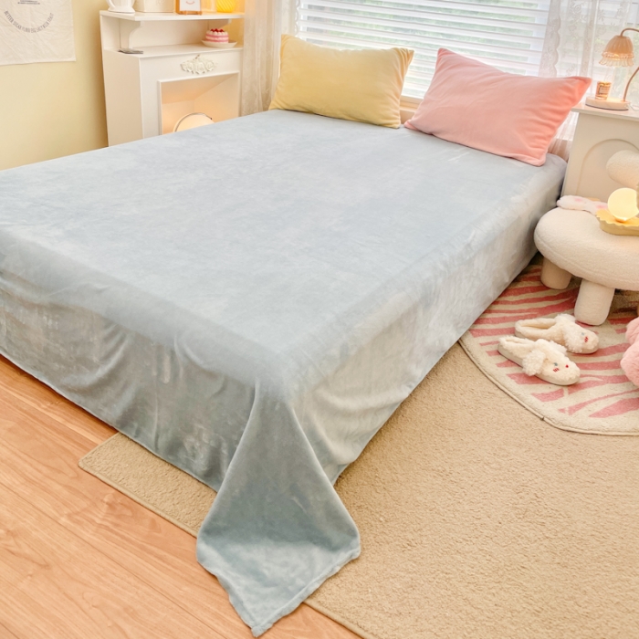 91家纺网 家纺一手货源 找家纺 慕尚 2022新款纯色搭色奶油席牛奶绒四件套 少女-奶茶