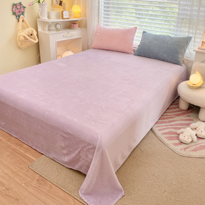 91家纺网 家纺一手货源 找家纺 慕尚 2022新款纯色搭色奶油席牛奶绒四件套 少女-暖黄