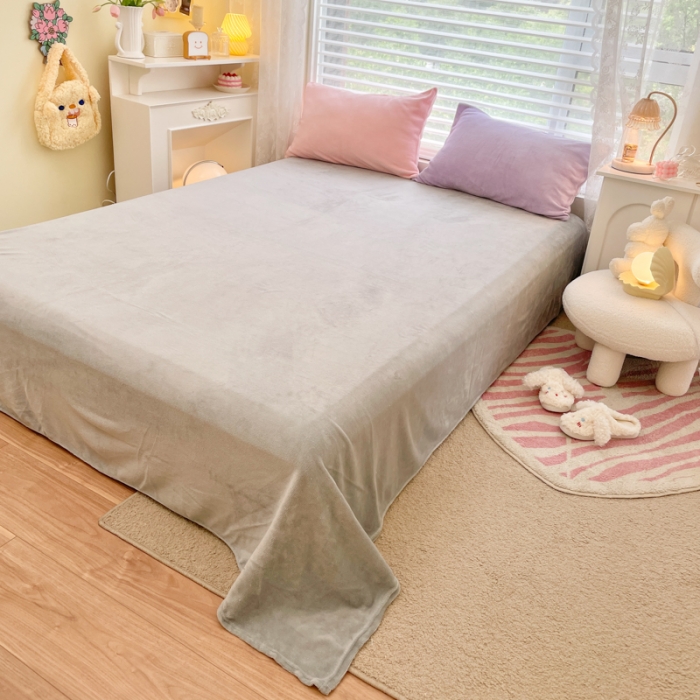 91家纺网 家纺一手货源 找家纺 慕尚 2022新款纯色搭色奶油席牛奶绒四件套 少女-紫