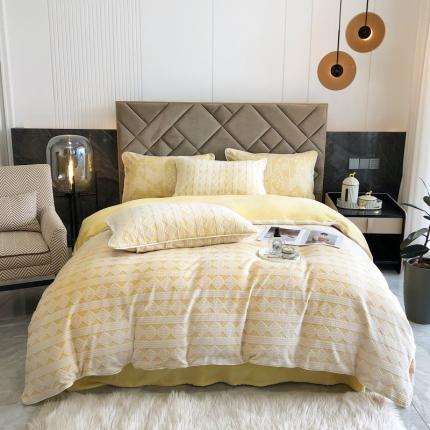 91家纺网 家纺一手货源 找家纺 （总）慕尚 2022新款雕花绒立体牛奶绒轻奢系列四件套