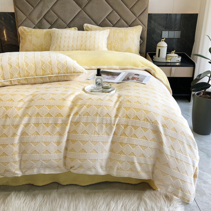 91家纺网 家纺一手货源 找家纺 （总）慕尚 2022新款雕花绒立体牛奶绒轻奢系列四件套