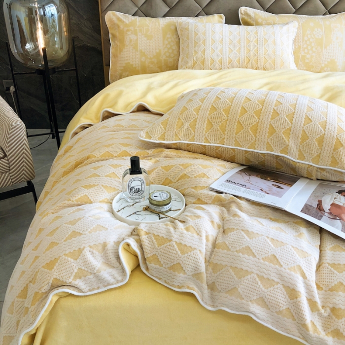 91家纺网 家纺一手货源 找家纺 （总）慕尚 2022新款雕花绒立体牛奶绒轻奢系列四件套