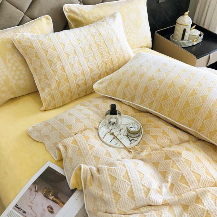 91家纺网 家纺一手货源 找家纺 （总）慕尚 2022新款雕花绒立体牛奶绒轻奢系列四件套