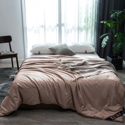 91家纺网 家纺一手货源 找家纺 香夫 2021新款60S全棉提花爱马仕纯蚕丝被 卡其色