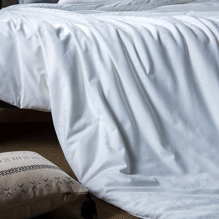 91家纺网 家纺一手货源 找家纺 香夫 2021新款60S全棉提花爱马仕纯蚕丝被 白色