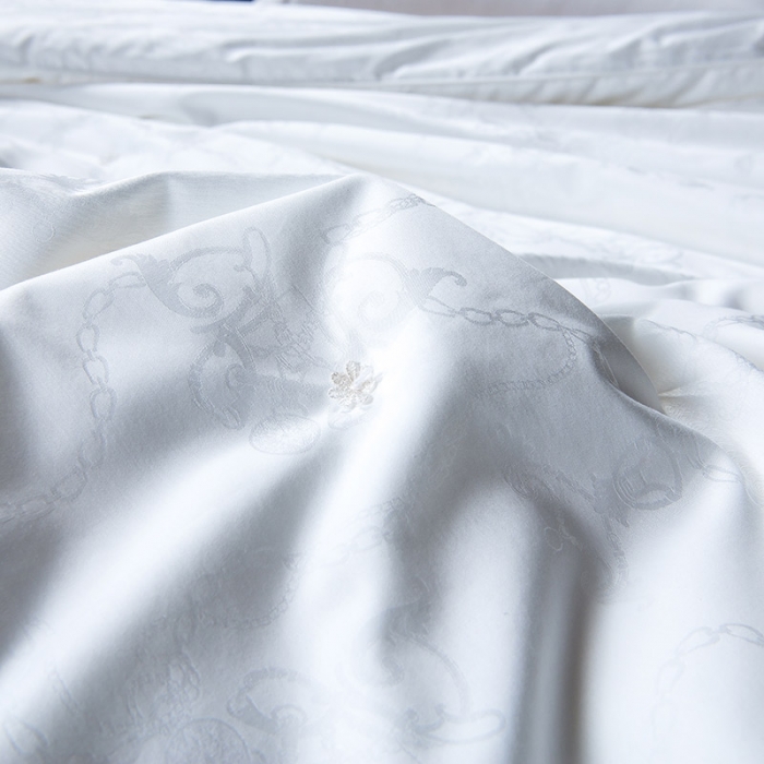 91家纺网 家纺一手货源 找家纺 香夫 2021新款60S全棉提花爱马仕纯蚕丝被 白色