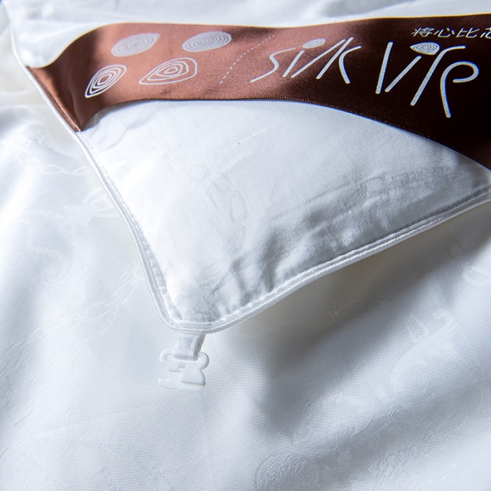 91家纺网 家纺一手货源 找家纺 香夫 2021新款60S全棉提花爱马仕纯蚕丝被 白色