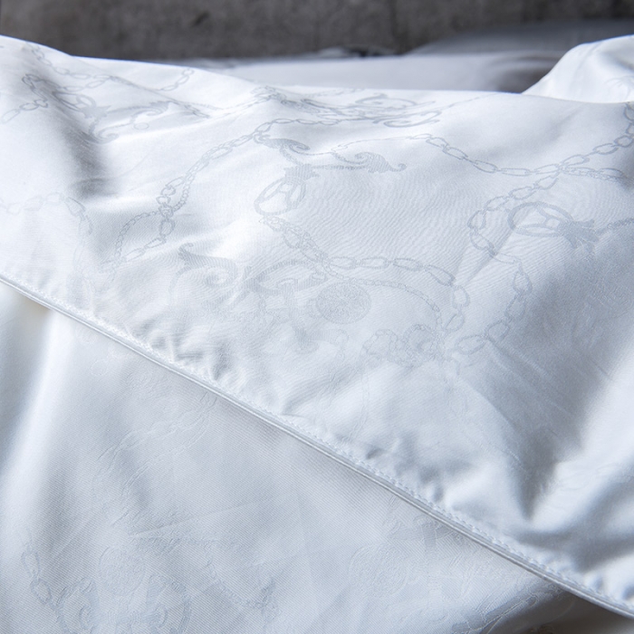 91家纺网 家纺一手货源 找家纺 香夫 2021新款60S全棉提花爱马仕纯蚕丝被 白色