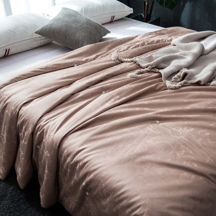 91家纺网 家纺一手货源 找家纺 香夫 2021新款60S全棉提花爱马仕纯蚕丝被 卡其色