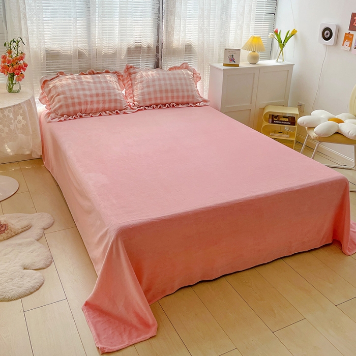 91家纺网 家纺一手货源 找家纺 （总）慕尚 2022新款花边奶油格子牛奶绒四件套