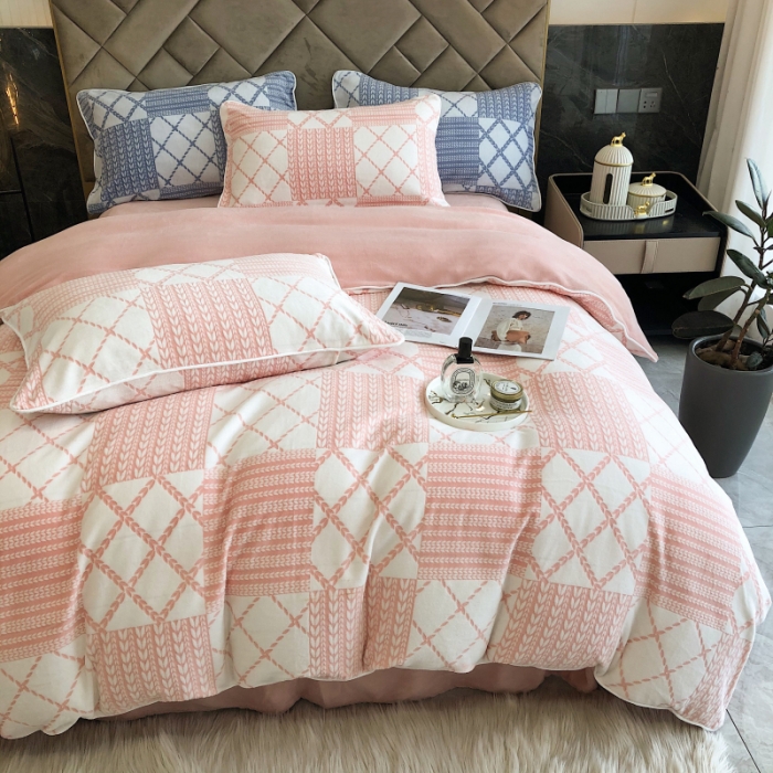 91家纺网 家纺一手货源 找家纺 慕尚 2022新款雕花绒立体牛奶绒轻奢系列四件套 华夫玉