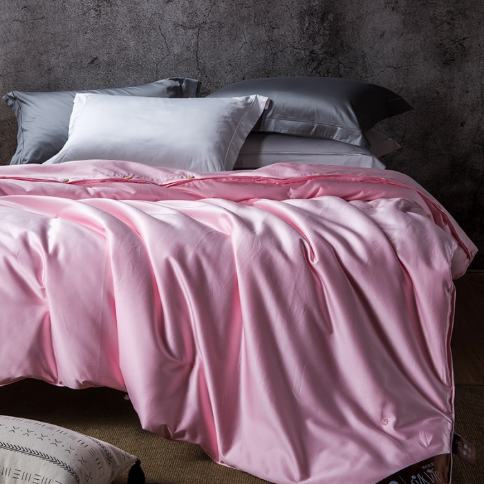 91家纺网 家纺一手货源 找家纺 香夫 2021新款100支全棉纯蚕丝被 粉色