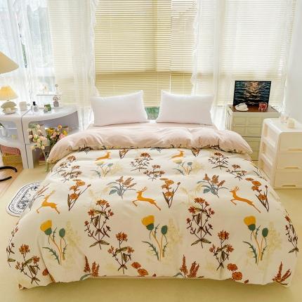 91家纺网 家纺一手货源 找家纺 （总）慕尚 2022新款田园花卉类牛奶绒单被套