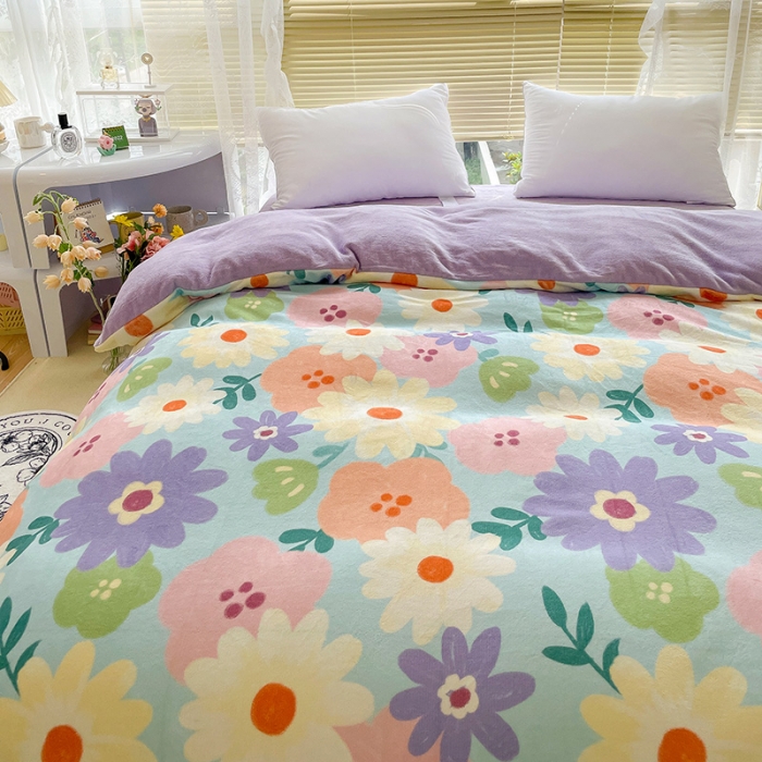 91家纺网 家纺一手货源 找家纺 （总）慕尚 2022新款田园花卉类牛奶绒单被套