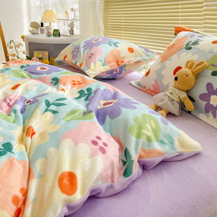 91家纺网 家纺一手货源 找家纺 （总）慕尚 2022新款田园花卉类牛奶绒单被套