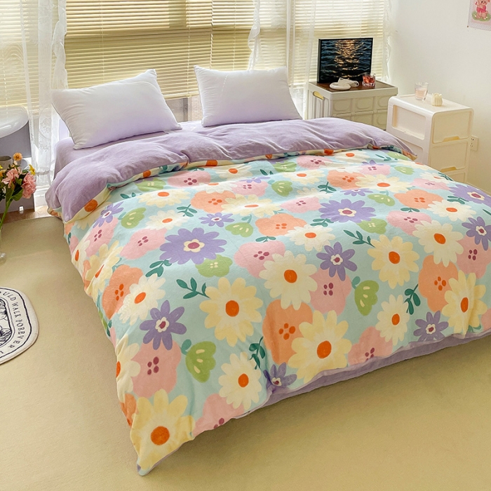 91家纺网 家纺一手货源 找家纺 （总）慕尚 2022新款田园花卉类牛奶绒单被套