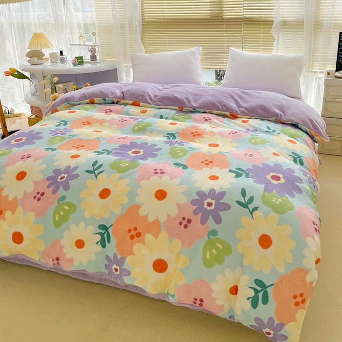 91家纺网 家纺一手货源 找家纺 （总）慕尚 2022新款田园花卉类牛奶绒单被套