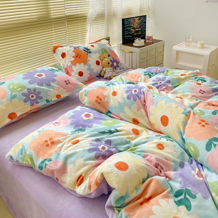 91家纺网 家纺一手货源 找家纺 （总）慕尚 2022新款田园花卉类牛奶绒单被套