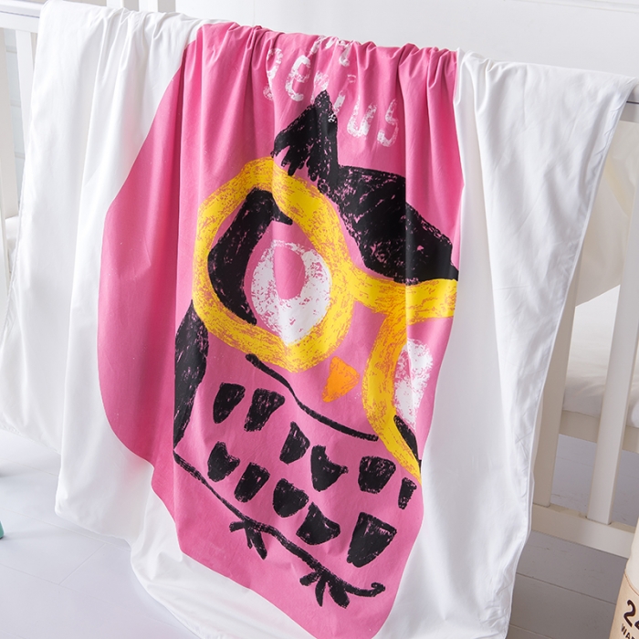 91家纺网 家纺一手货源 找家纺 香夫 新款60S加密贡缎儿童大版花可拆洗纯蚕丝被 猫头鹰博士