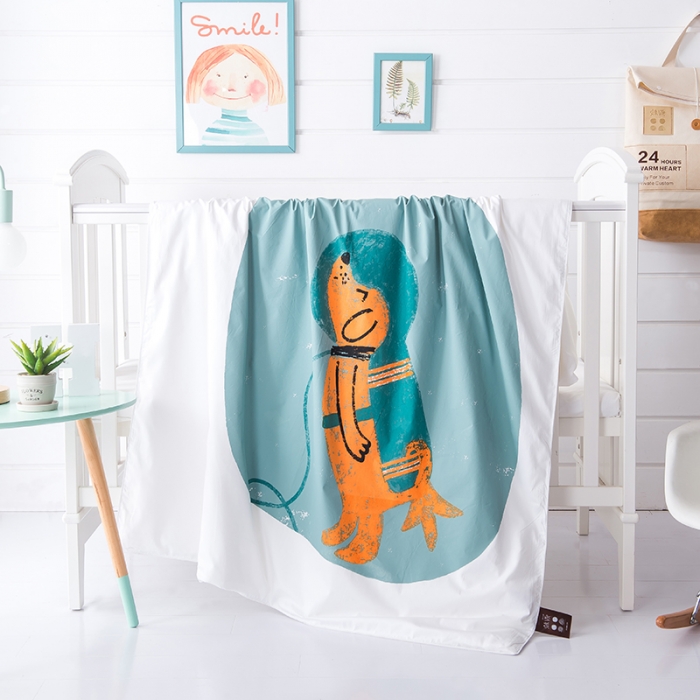 91家纺网 家纺一手货源 找家纺 香夫 新款60S加密贡缎儿童大版花可拆洗纯蚕丝被 汪星人