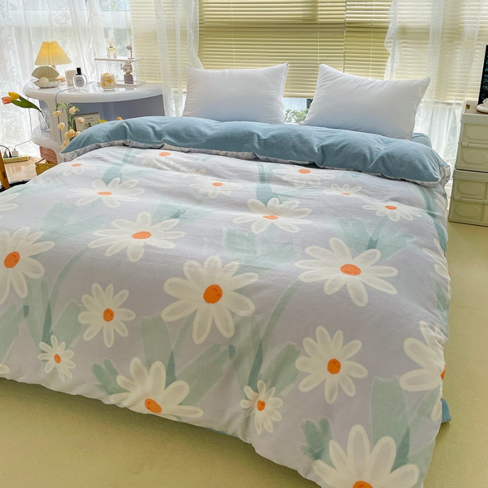 91家纺网 家纺一手货源 找家纺 慕尚 2022新款田园花卉类牛奶绒单被套 畅游花海