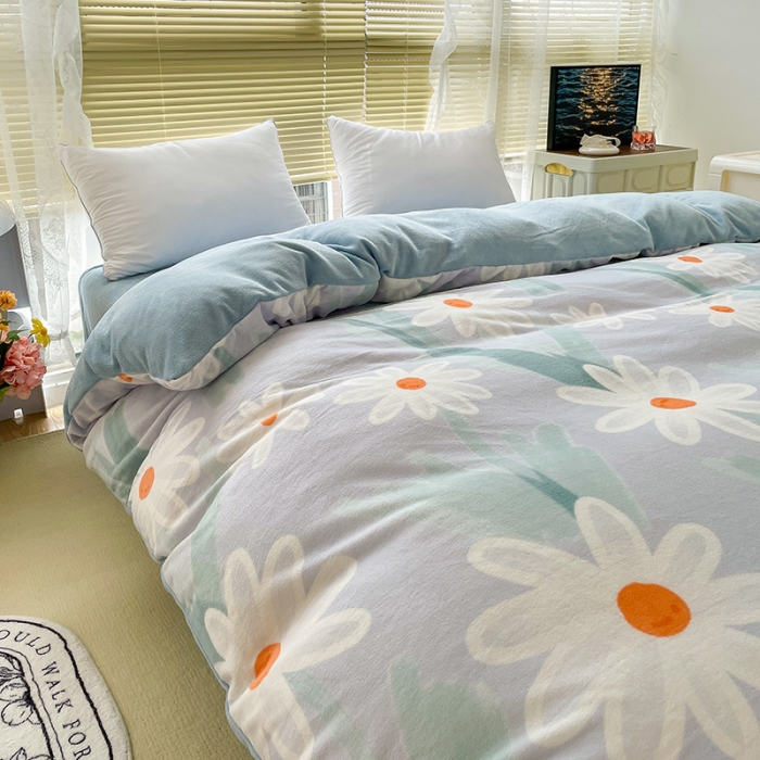 91家纺网 家纺一手货源 找家纺 慕尚 2022新款田园花卉类牛奶绒单被套 畅游花海