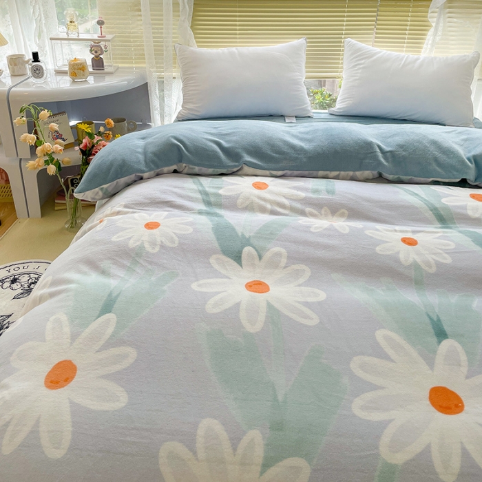 91家纺网 家纺一手货源 找家纺 慕尚 2022新款田园花卉类牛奶绒单被套 畅游花海