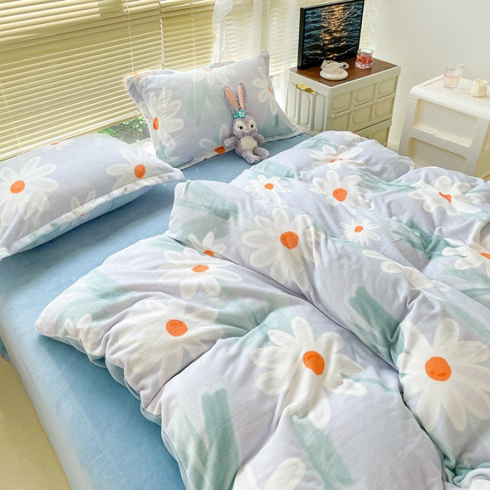 91家纺网 家纺一手货源 找家纺 慕尚 2022新款田园花卉类牛奶绒单被套 畅游花海