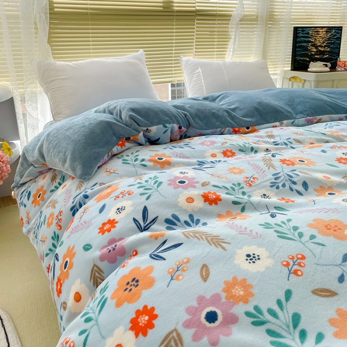 91家纺网 家纺一手货源 找家纺 慕尚 2022新款田园花卉类牛奶绒单被套 花间集