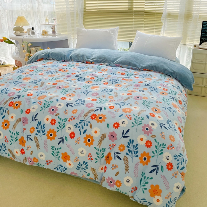 91家纺网 家纺一手货源 找家纺 慕尚 2022新款田园花卉类牛奶绒单被套 花间集