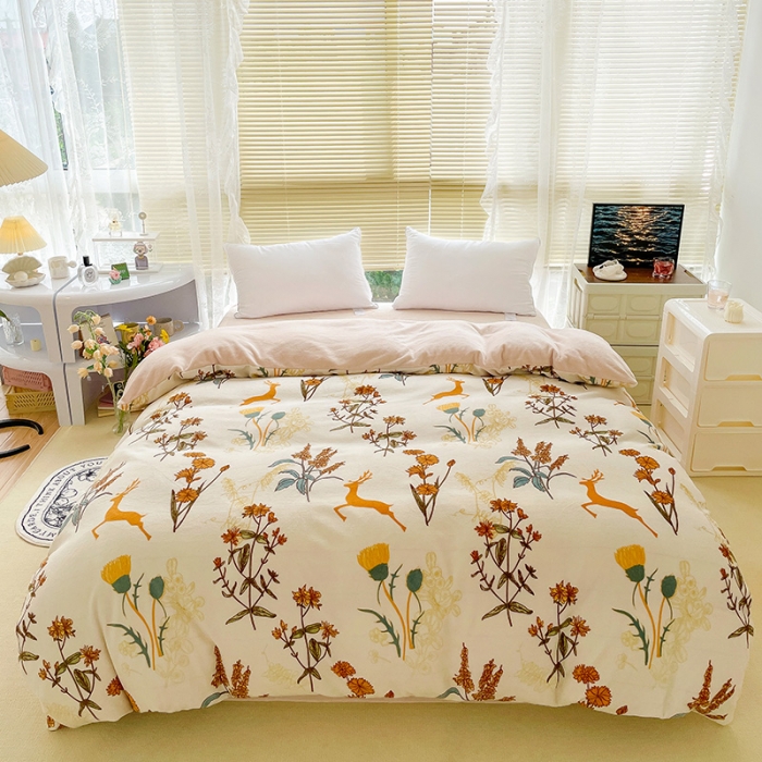 91家纺网 家纺一手货源 找家纺 慕尚 2022新款田园花卉类牛奶绒单被套 美好时光