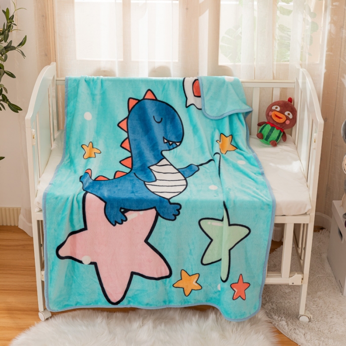 91家纺网 家纺一手货源 找家纺 卡奥家纺 2021新款大版卡通毛毯儿童抱被盖毯 瞌睡龙