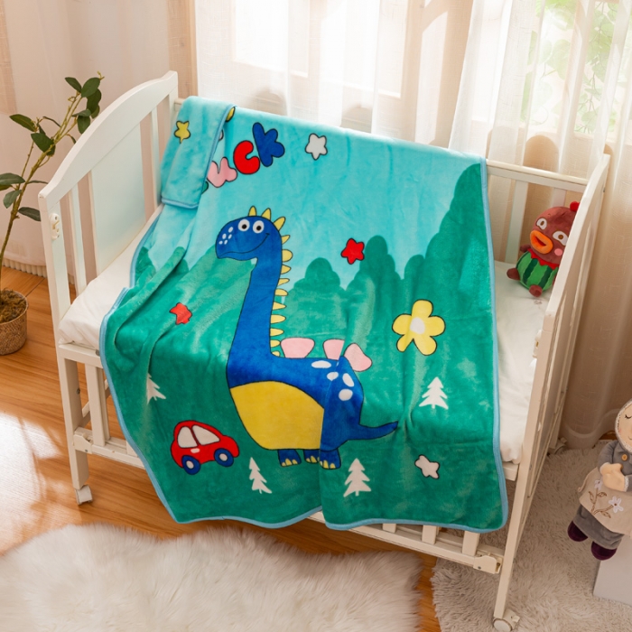 91家纺网 家纺一手货源 找家纺 卡奥家纺 2021新款大版卡通毛毯儿童抱被盖毯 恐龙与汽车