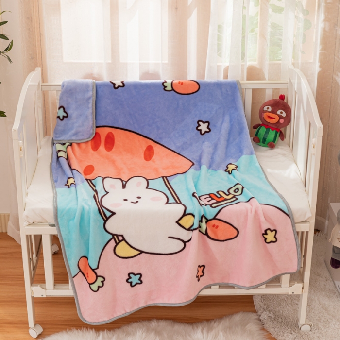 91家纺网 家纺一手货源 找家纺 卡奥家纺 2021新款大版卡通毛毯儿童抱被盖毯 萝卜兔