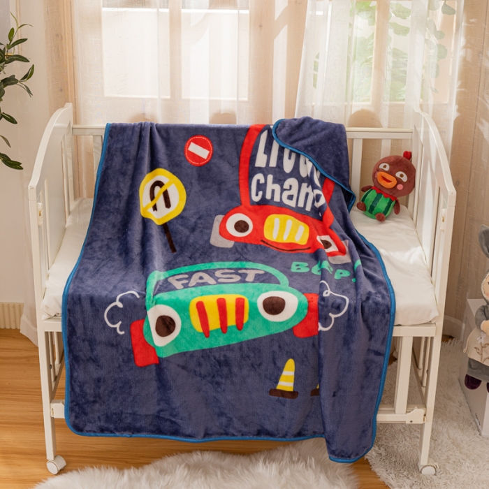 91家纺网 家纺一手货源 找家纺 卡奥家纺 2021新款大版卡通毛毯儿童抱被盖毯 小汽车