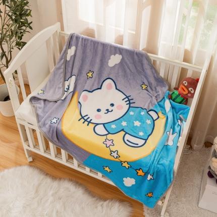 卡奥家纺 2021新款大版卡通毛毯儿童抱被盖毯 月亮猫