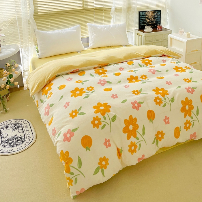 91家纺网 家纺一手货源 找家纺 慕尚 2022新款田园花卉类牛奶绒单被套 夏果