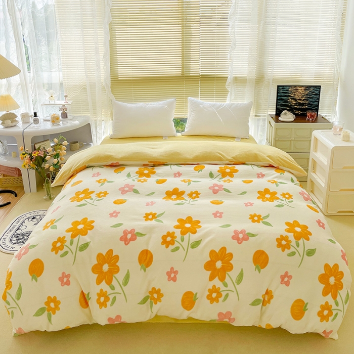 91家纺网 家纺一手货源 找家纺 慕尚 2022新款田园花卉类牛奶绒单被套 夏果