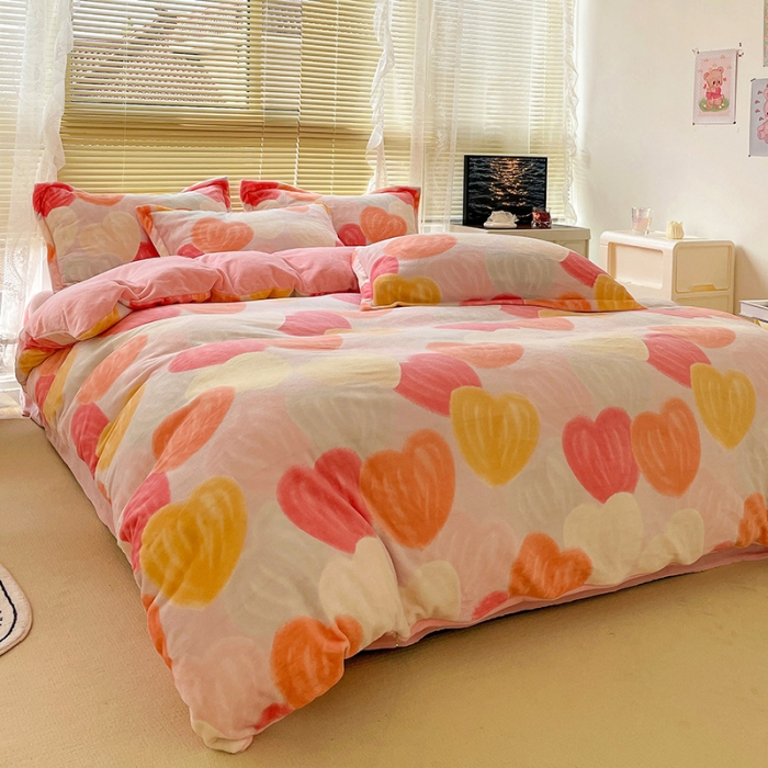 91家纺网 家纺一手货源 找家纺 慕尚 2022新款田园花卉类牛奶绒单被套 小桃桃