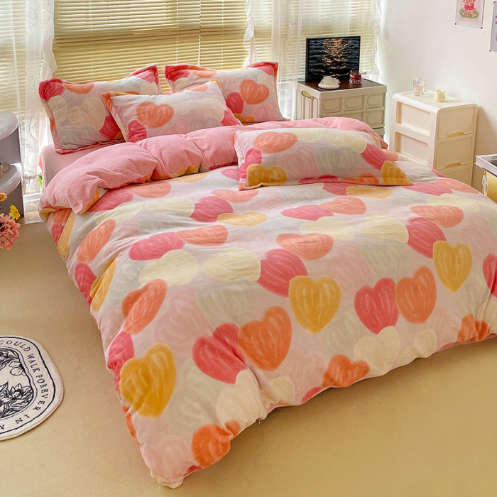 91家纺网 家纺一手货源 找家纺 慕尚 2022新款田园花卉类牛奶绒单被套 小桃桃