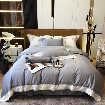 馨蕊家居秋冬新品100支澳棉四件套高定系列-美人鱼 轻奢灰