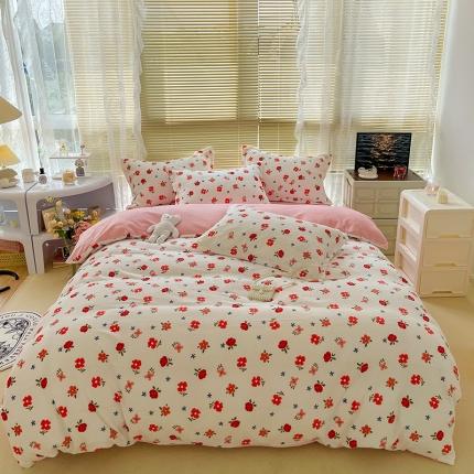 91家纺网 家纺一手货源 找家纺 慕尚2022新款田园花卉类牛奶绒四件套 浅碎时光