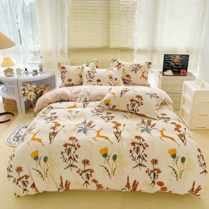 91家纺网 家纺一手货源 找家纺 （总）慕尚2022新款田园花卉类牛奶绒四件套