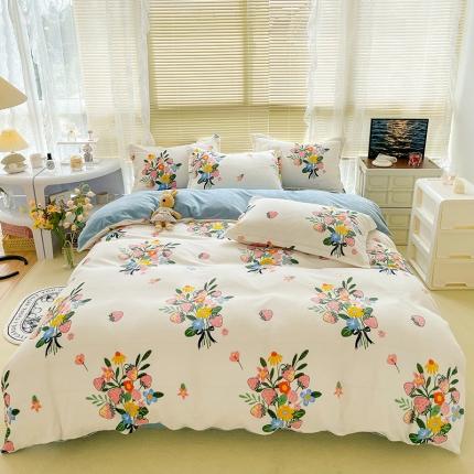 91家纺网 家纺一手货源 找家纺 （总）慕尚2022新款田园花卉类牛奶绒四件套