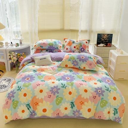 91家纺网 家纺一手货源 找家纺 （总）慕尚2022新款田园花卉类牛奶绒四件套