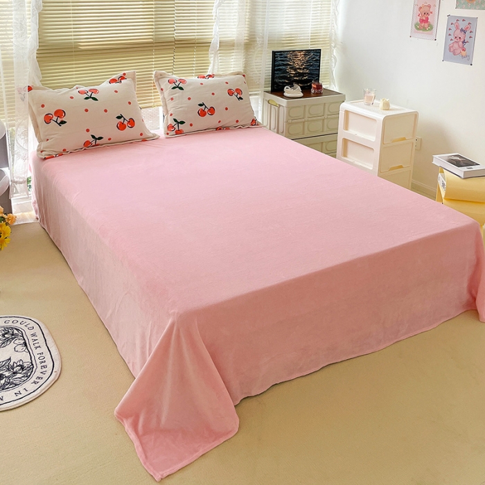 91家纺网 家纺一手货源 找家纺 慕尚2022新款田园花卉类牛奶绒四件套 樱桃恋人