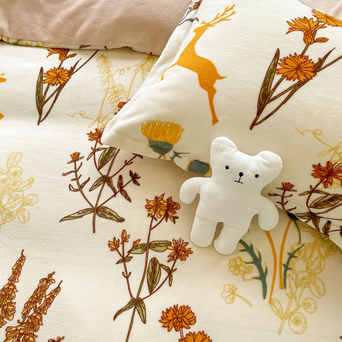 91家纺网 家纺一手货源 找家纺 慕尚2022新款田园花卉类牛奶绒四件套 美好时光