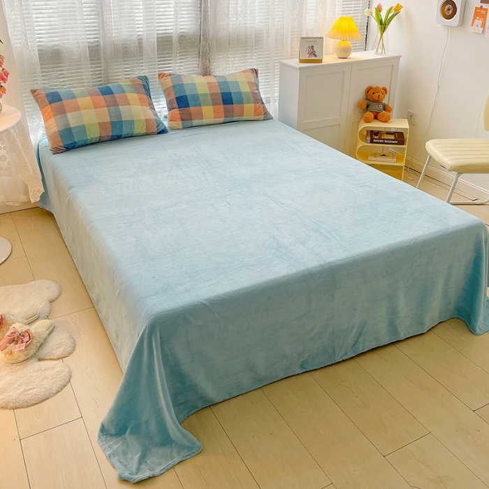 91家纺网 家纺一手货源 找家纺 慕尚2022新款撞色果冻格子复古格子牛奶绒四件套 果冻格子-蓝